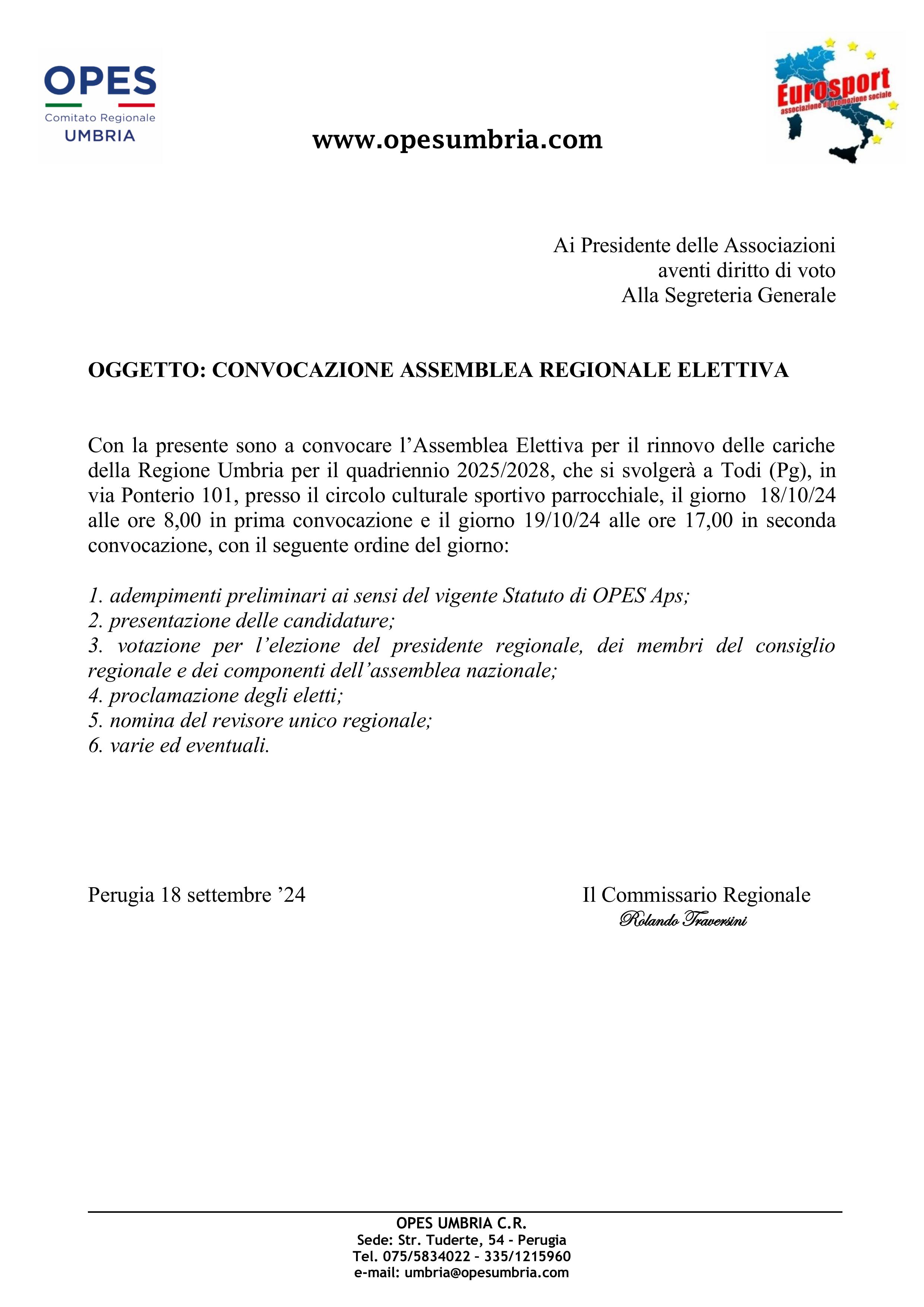 Opes Umbria, convocazione assemblea.24